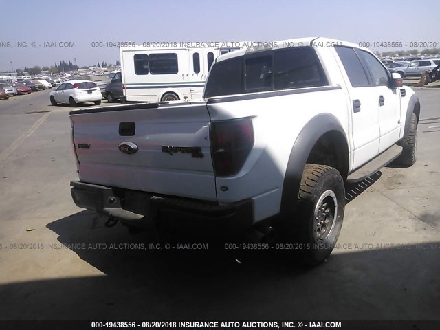 1FTFW1R64DFD27316 - 2013 FORD F150 SVT RAPTOR WHITE photo 4