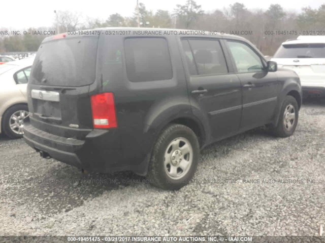 5FNYF4H24BB054159 - 2011 HONDA PILOT LX BLACK photo 4