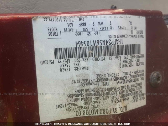 1FAFP34N56W105464 - 2006 FORD FOCUS ZX4 RED photo 9