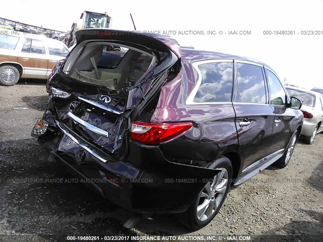 5N1AL0MM4DC344469 - 2013 INFINITI JX35 MAROON photo 4