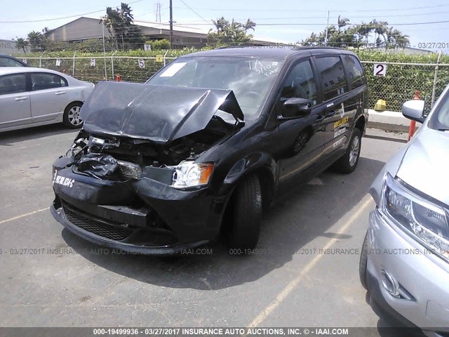 2C4RDGCG8ER121255 - 2014 DODGE GRAND CARAVAN SXT BLACK photo 2