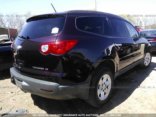 1GNLREED7AS138983 - 2010 CHEVROLET TRAVERSE LS BURGUNDY photo 4