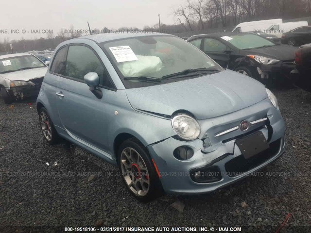 3C3CFFBR8DT750253 - 2013 FIAT 500 SPORT Light Blue photo 1