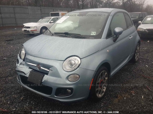 3C3CFFBR8DT750253 - 2013 FIAT 500 SPORT Light Blue photo 2