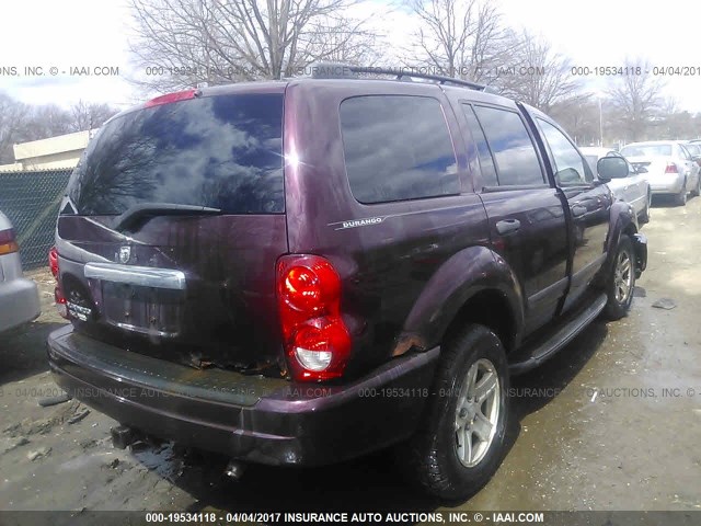 1D4HB48N24F203319 - 2004 DODGE DURANGO SLT MAROON photo 4