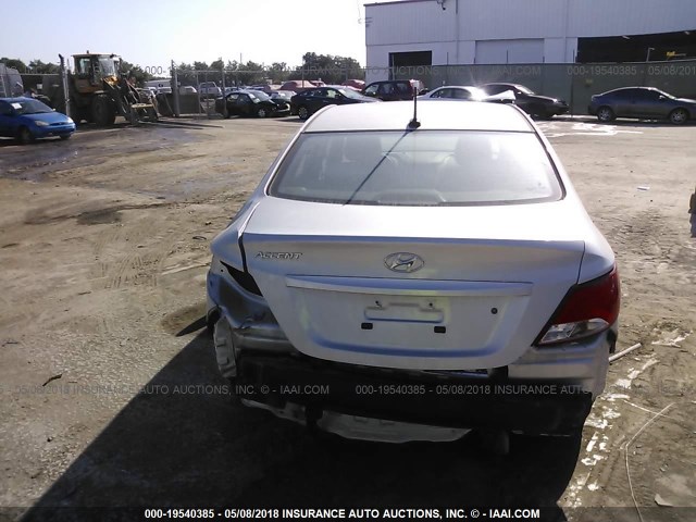 KMHCT4AE5GU980250 - 2016 HYUNDAI ACCENT SE SILVER photo 6