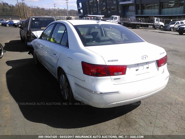 5NPEU46C59H574080 - 2009 HYUNDAI SONATA SE/LIMITED WHITE photo 3