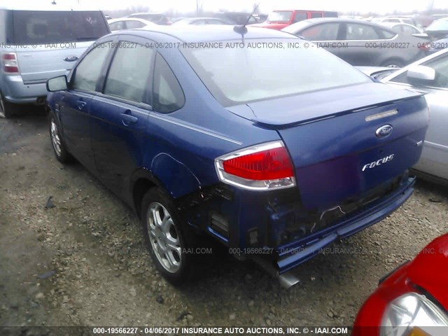 1FAHP35N18W141680 - 2008 FORD FOCUS SE/SEL/SES BLUE photo 3