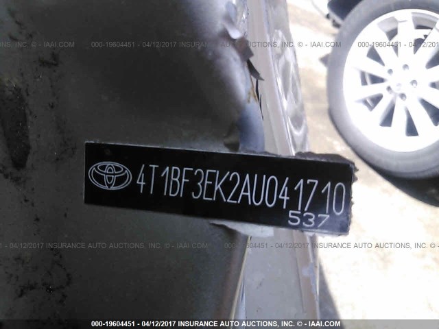 4T1BF3EK2AU041710 - 2010 TOYOTA CAMRY SE/LE/XLE 棕色 照片 9