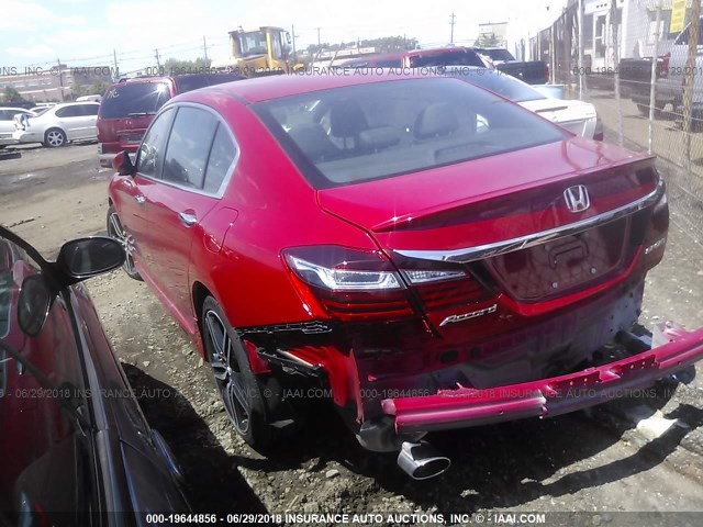 1HGCR2F57GA200588 - 2016 HONDA ACCORD SPORT RED photo 3