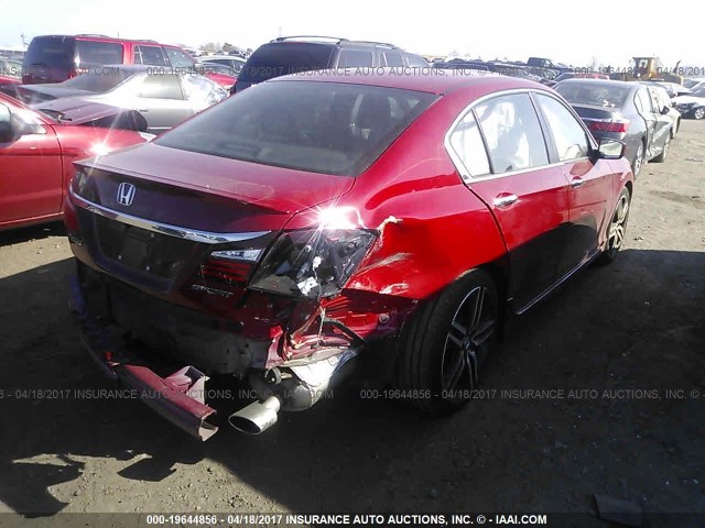 1HGCR2F57GA200588 - 2016 HONDA ACCORD SPORT RED photo 4