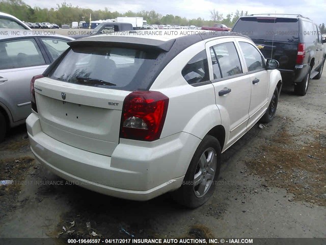 1B3HB48B07D167313 - 2007 DODGE CALIBER SXT WHITE photo 4