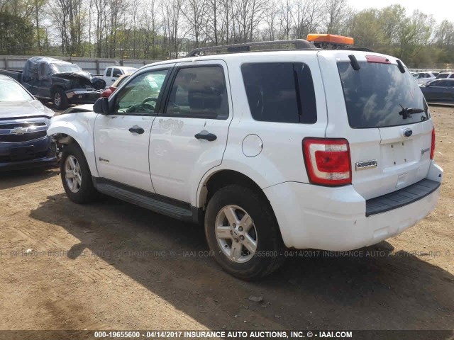 1FMCU59309KA71238 - 2009 FORD ESCAPE HYBRID WHITE photo 3