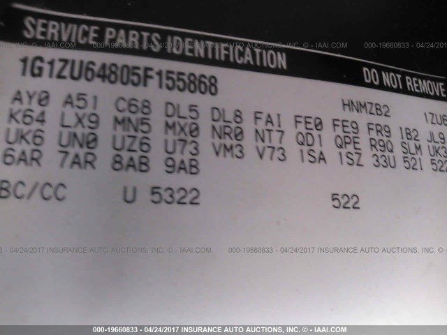 1G1ZU64805F155868 - 2005 CHEVROLET MALIBU MAXX LT TAN photo 9