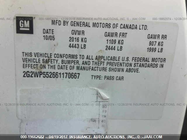 2G2WP552661170667 - 2006 PONTIAC GRAND PRIX Білий фото 9