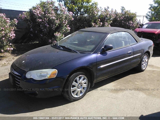 1C3EL65R94N152833 - 2004 CHRYSLER SEBRING LIMITED BLUE photo 2