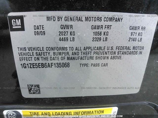 1G1ZE5EB6AF135068 - 2010 CHEVROLET MALIBU LTZ 黑色 照片 9