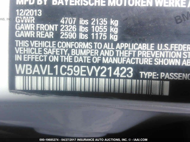WBAVL1C59EVY21423 - 2014 BMW X1 XDRIVE28I WHITE photo 9