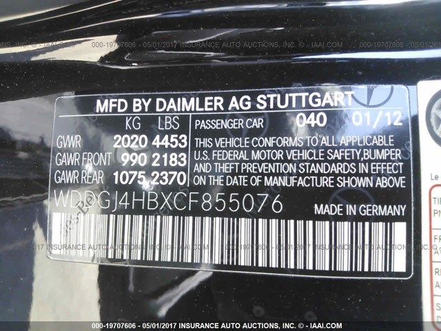 WDDGJ4HBXCF855076 - 2012 MERCEDES-BENZ C 250 BLACK photo 9