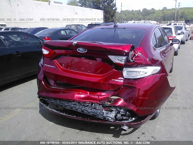 3FA6P0LU4GR343270 - 2016 FORD FUSION SE HYBRID RED photo 6