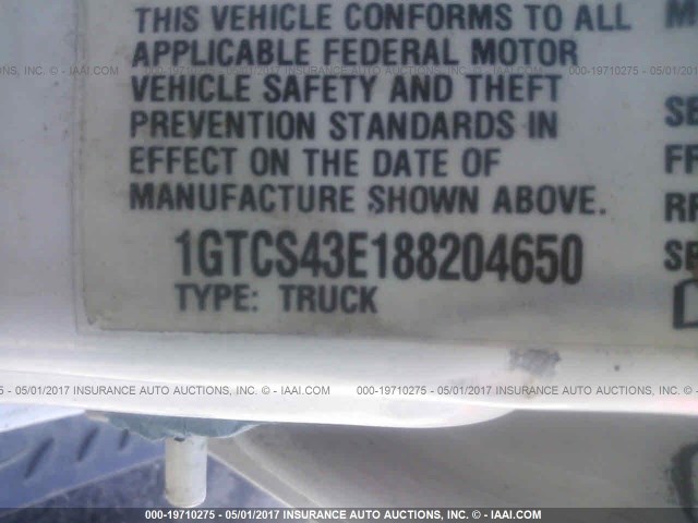 1GTCS43E188204650 - 2008 GMC CANYON SLE/SLT WHITE photo 9