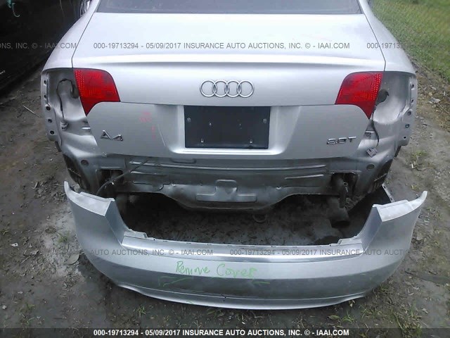 WAUAF78E88A082381 - 2008 AUDI A4 2.0T SILVER photo 6