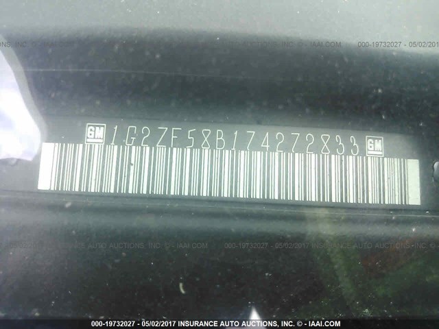 1G2ZF58B174272833 - 2007 PONTIAC G6 VALUE LEADER/BASE GRAY photo 9