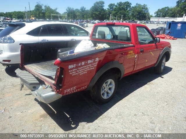1N6DD21S01C391245 - 2001 NISSAN FRONTIER XE RED photo 4