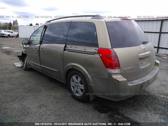 5N1BV28U64N304483 - 2004 NISSAN QUEST S/SE/SL GOLD photo 3