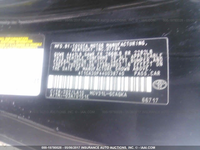 4T1CA30P44U038740 - 2004 TOYOTA CAMRY SOLARA SE/SLE Qara foto 9