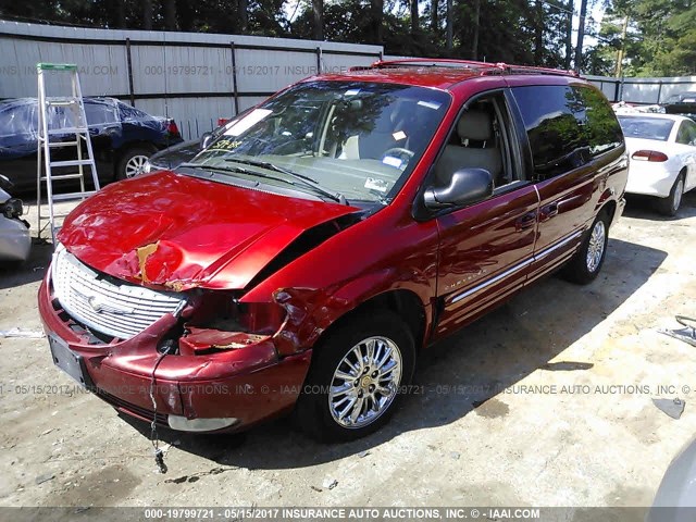 2C8GP64L11R145619 - 2001 CHRYSLER TOWN & COUNTRY LIMITED RED photo 2