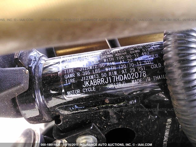 JKABRRJ17HDA02078 - 2017 KAWASAKI BR125 J GRAY photo 9