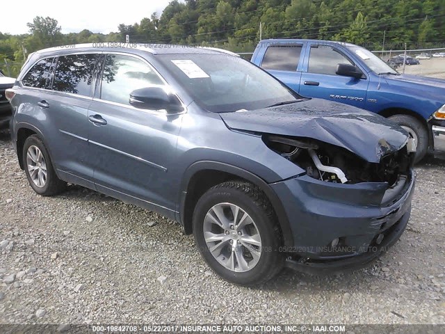 5TDJKRFH0ES050739 - 2014 TOYOTA HIGHLANDER XLE ლურჯი ფოტო 1