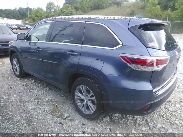 5TDJKRFH0ES050739 - 2014 TOYOTA HIGHLANDER XLE ლურჯი ფოტო 3