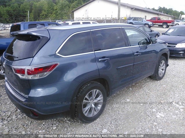 5TDJKRFH0ES050739 - 2014 TOYOTA HIGHLANDER XLE ლურჯი ფოტო 4