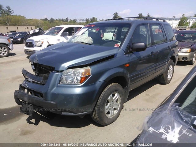 2HKYF18167H528076 - 2007 HONDA PILOT LX BLUE photo 2