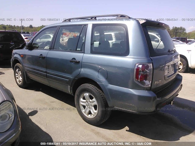 2HKYF18167H528076 - 2007 HONDA PILOT LX BLUE photo 3