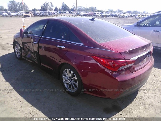 5NPEC4AC8EH843984 - 2014 HYUNDAI SONATA SE/LIMITED RED photo 3