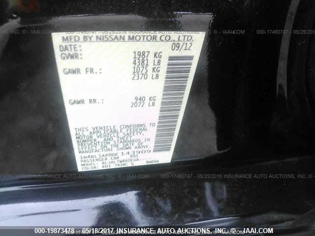 1N4BL3AP0DC143909 - 2013 NISSAN ALTIMA 3.5S/3.5SV/3.5SL BLACK photo 9