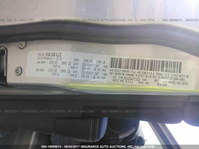 1C4PJMCS2GW271522 - 2016 JEEP CHEROKEE LATITUDE Gümüş foto 9