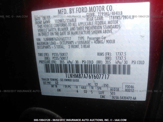 1LNHM87A76Y607717 - 2006 LINCOLN LS 红色 照片 9