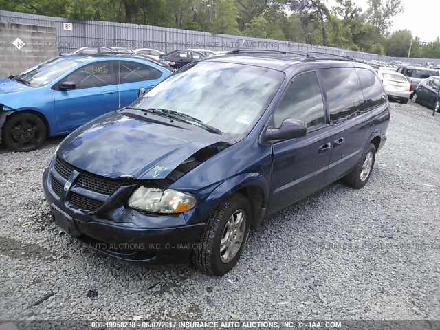 2B8GP74L62R524278 - 2002 DODGE GRAND CARAVAN EX BLUE photo 2