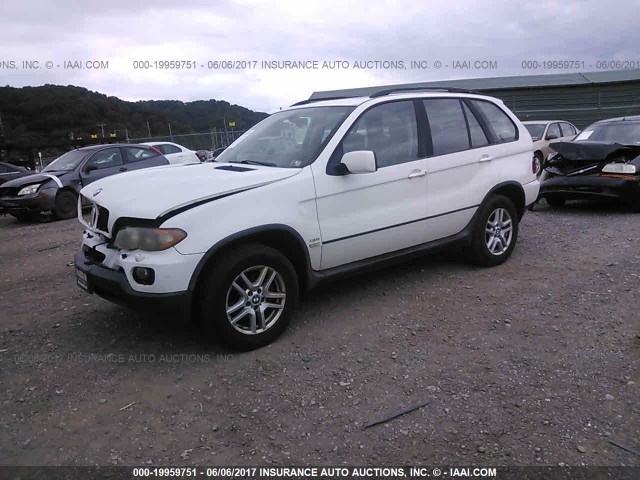 5UXFA13554LU46040 - 2004 BMW X5 3.0I WHITE photo 2
