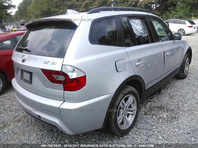 WBXPA93446WD27074 - 2006 BMW X3 3.0I SILVER photo 4