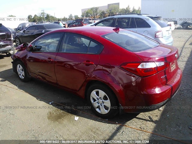 KNAFK4A69G5585931 - 2016 KIA FORTE LX RED photo 3