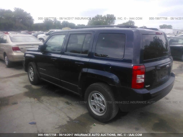 1C4NJPBA7ED779379 - 2014 JEEP PATRIOT SPORT BLUE photo 3