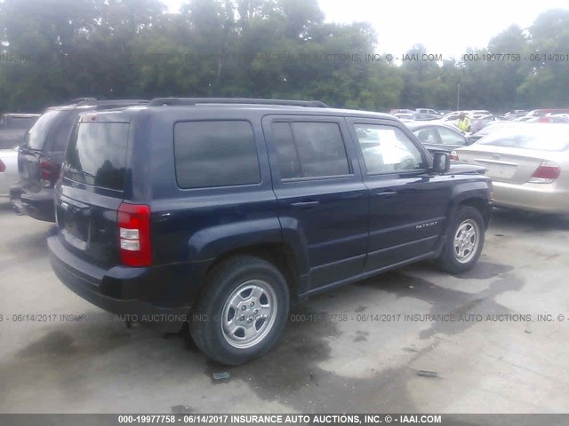 1C4NJPBA7ED779379 - 2014 JEEP PATRIOT SPORT BLUE photo 4