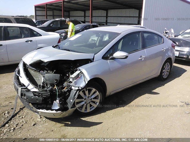 KNAFX4A65E5236232 - 2014 KIA FORTE LX SILVER photo 2