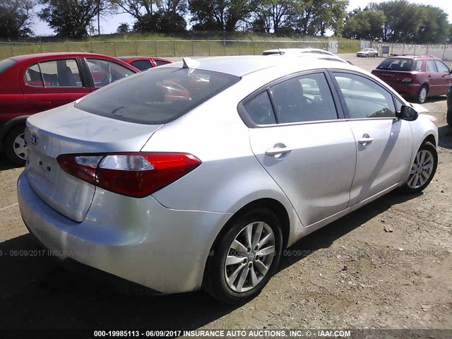 KNAFX4A65E5236232 - 2014 KIA FORTE LX SILVER photo 4