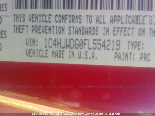 1C4HJWDG0FL554219 - 2015 JEEP WRANGLER UNLIMITE SPORT RED photo 9